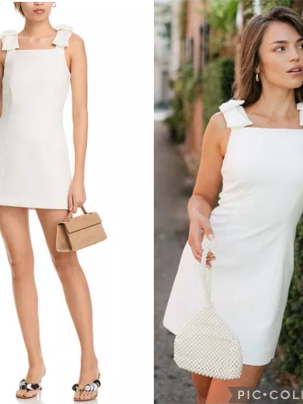 French Connection White Mini Dress with Bow Shoulder Straps